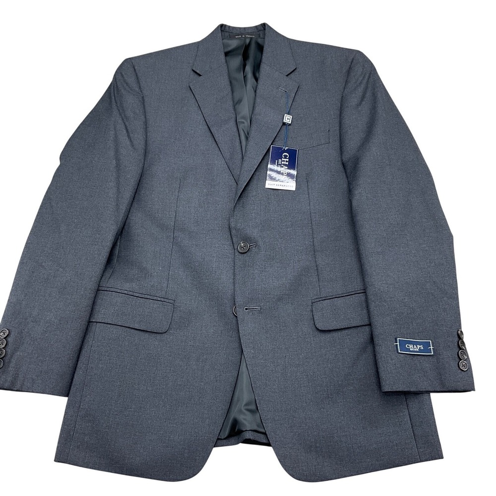 Chaps Blazer 38R Gray Charcoal Flannel Classic Career Suit‎ Jacket NWT